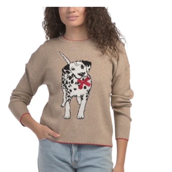 Nikka K Sweaters - Dalmatian Graphic Tan Sweater